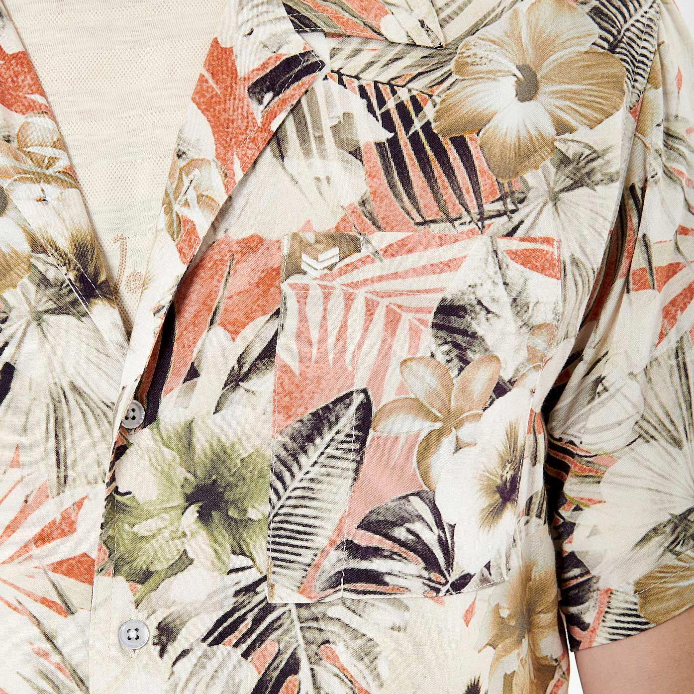 MIKE   Chemise fleurie beige Homme