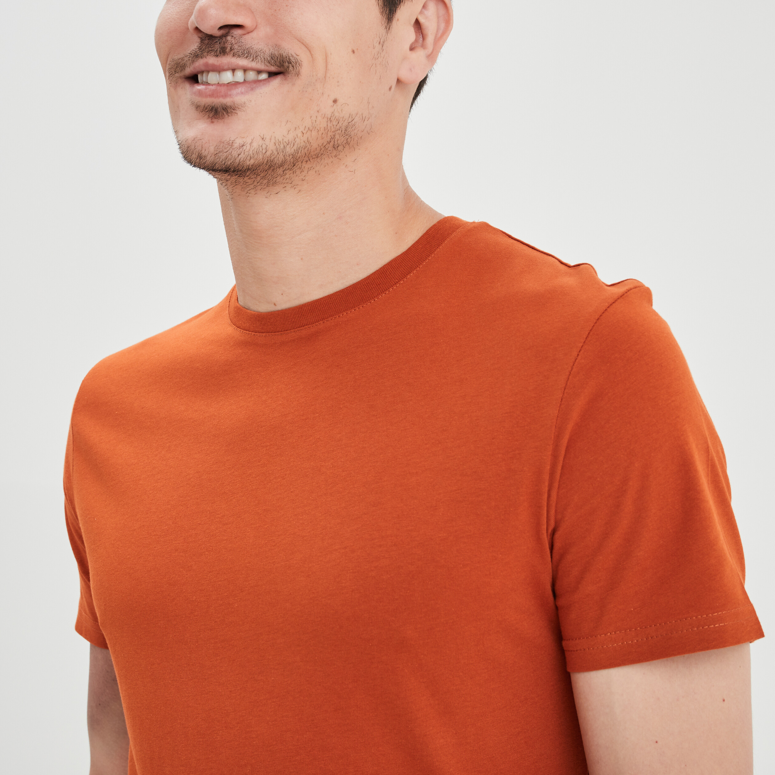 T-shirt en coton manches courtes orange foncé homme | La Halle