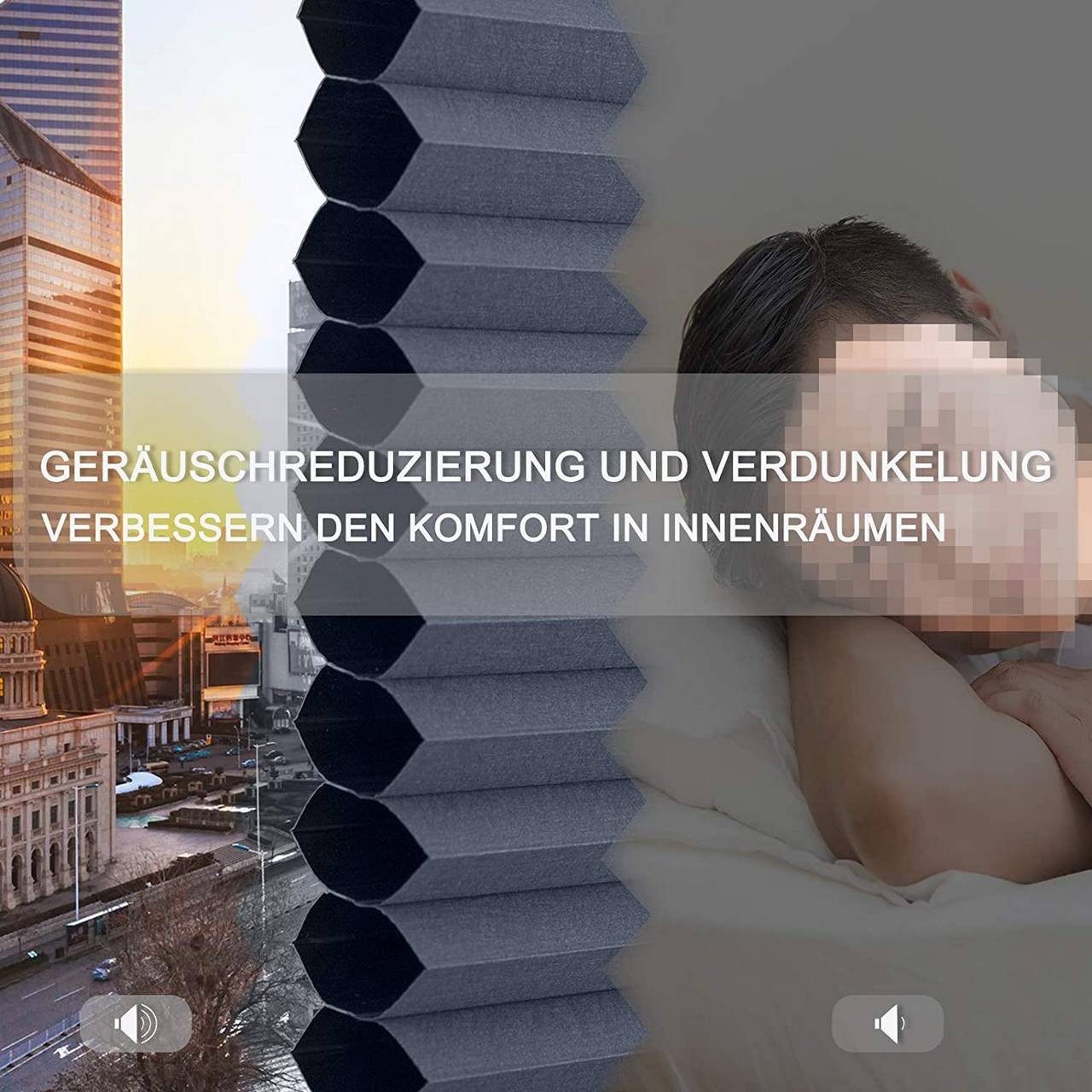 Plissee, Woltu, verdunkelnd, verspannt, Klemmfix, Wabenplissees ohne Bohren