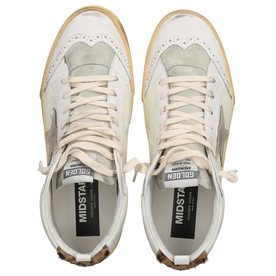 Golden Goose - Sneaker high Mid Star Classic Kalbsleder Veloursleder - weiß