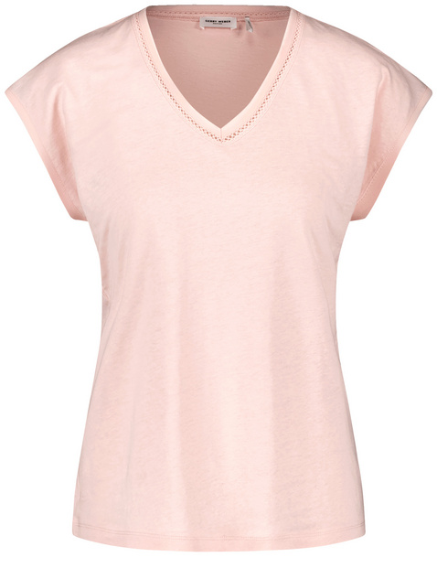 Kurzarmshirt mit Chiffonblende