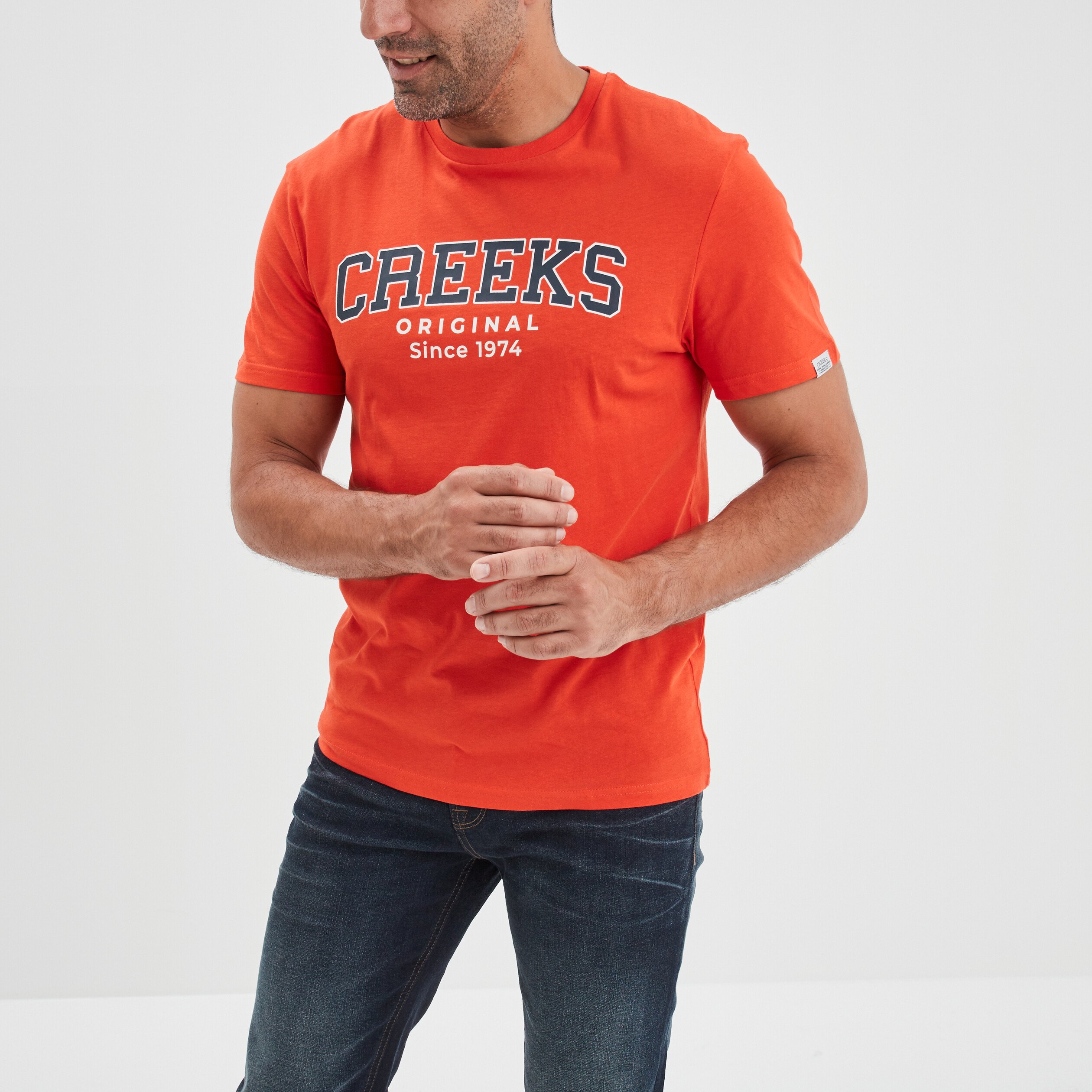 T-shirt manches courtes Creeks orange homme | La Halle