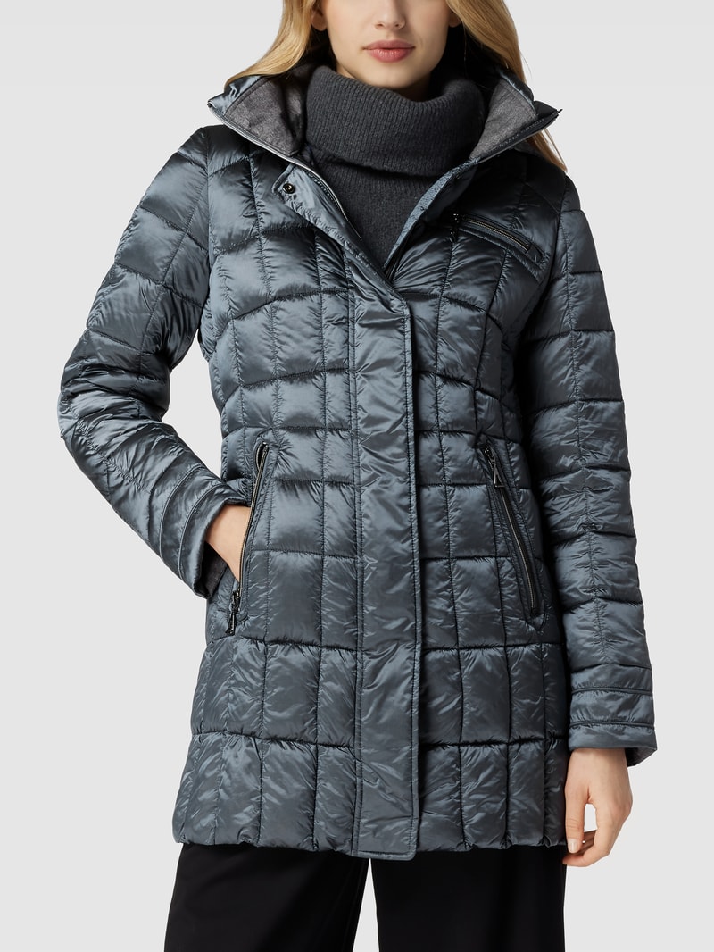 Steppjacke mit abnehmbarer Kapuze in blau