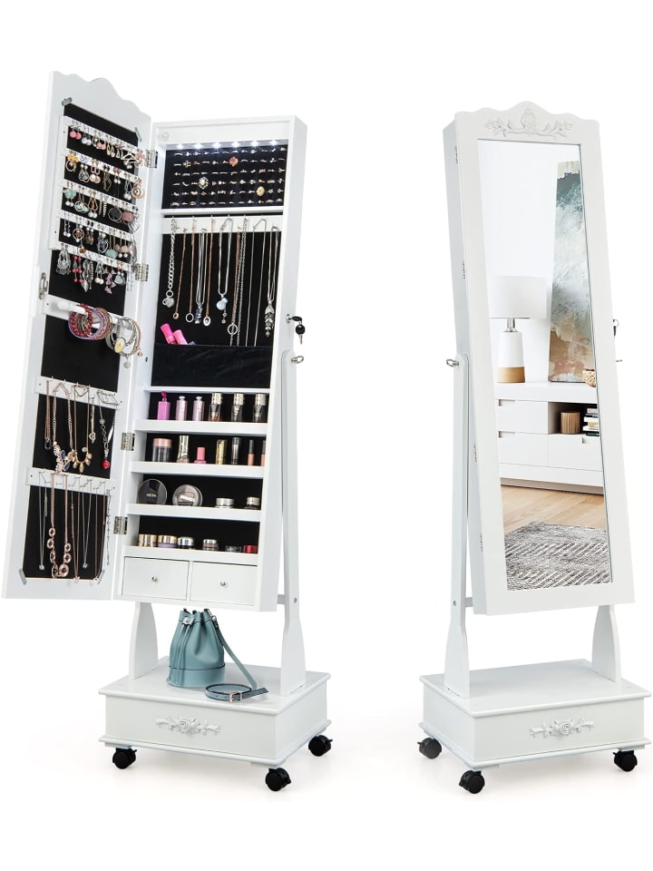 COSTWAY Schmuckschrank LED in Weiß günstig kaufen 45 cm