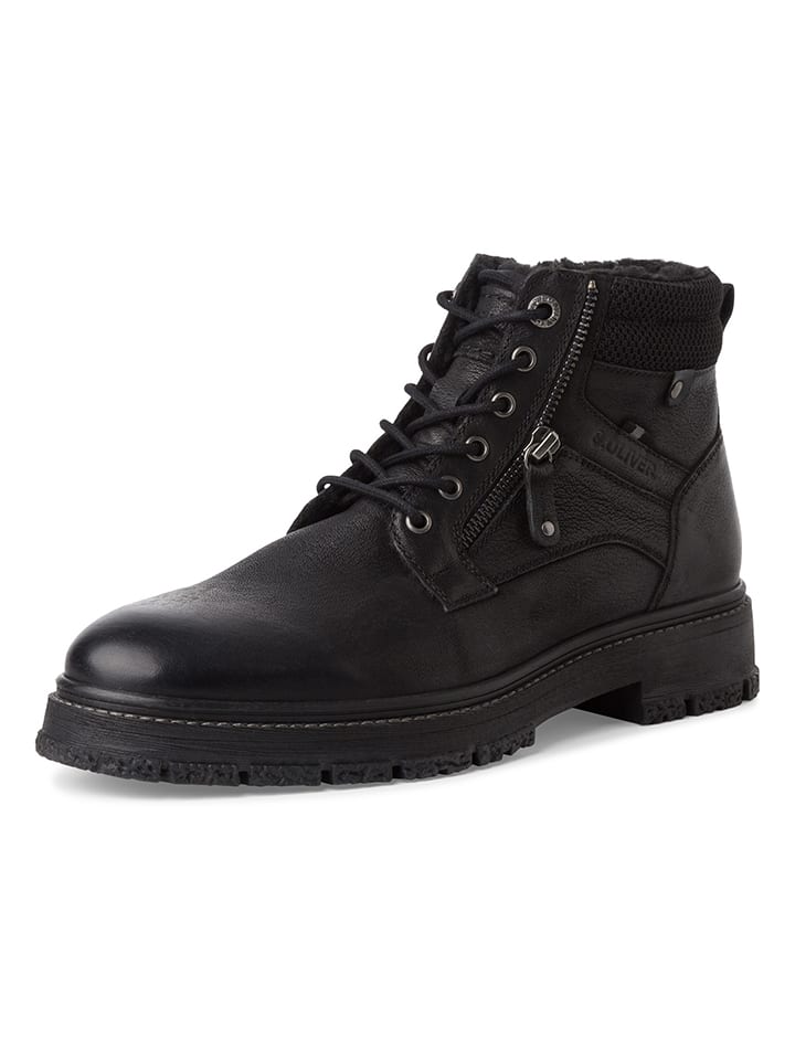 s.Oliver Leder-Boots in Schwarz günstig kaufen