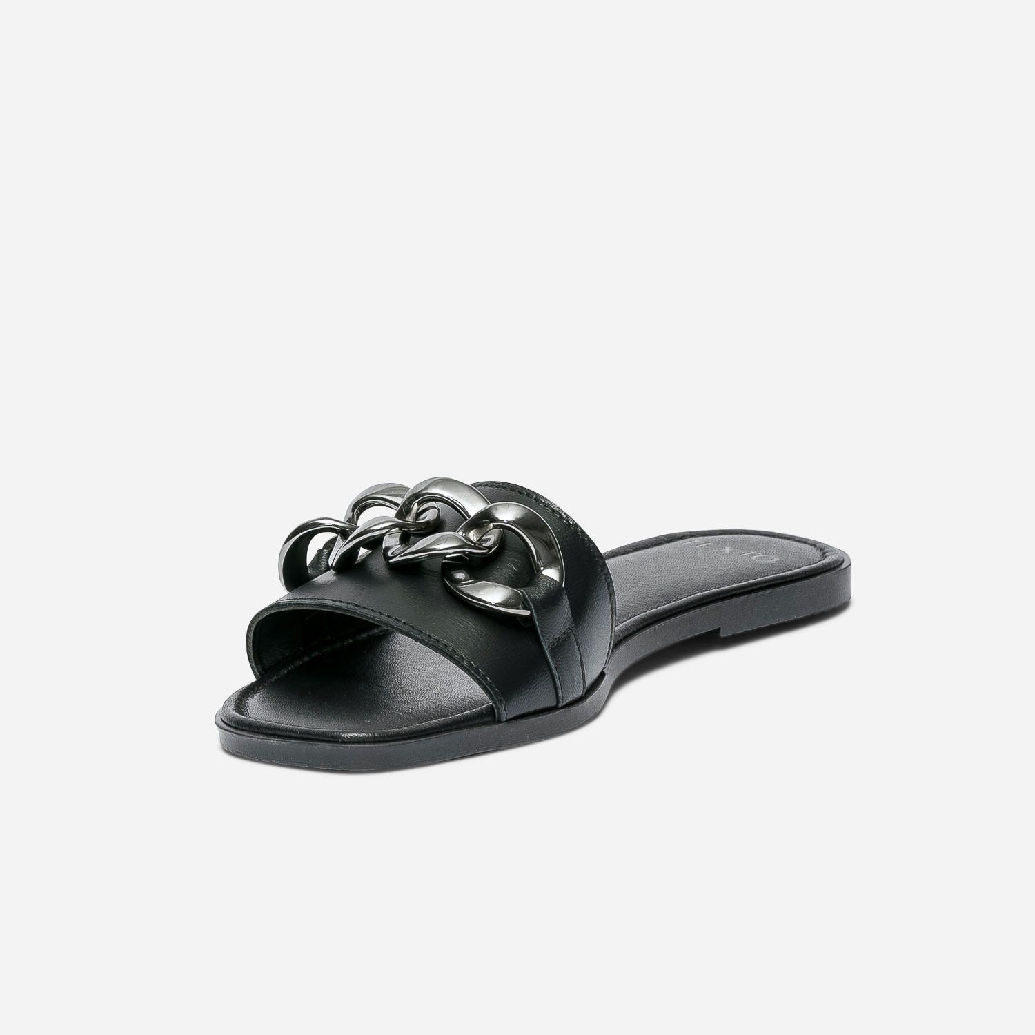 Mule TEXTO noire en cuir à maxi chaîne
