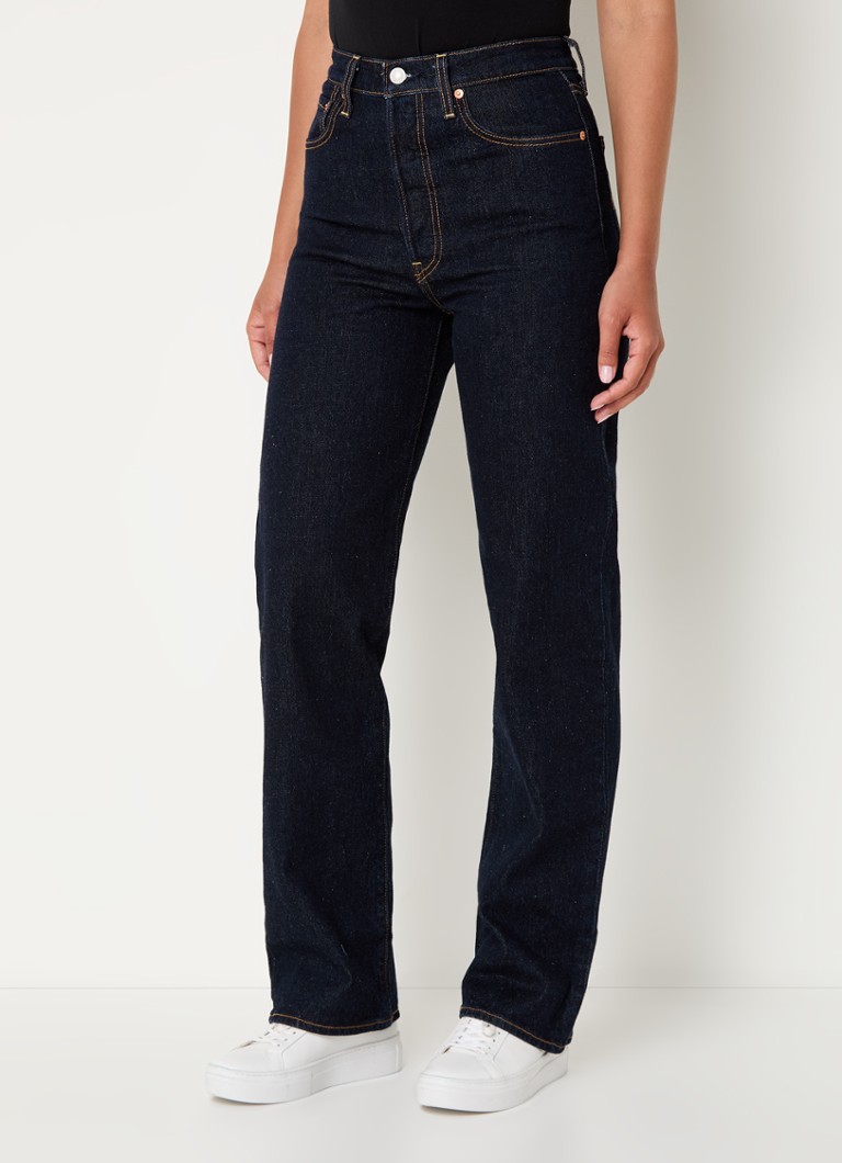 Levi's Ribcage high waist straight leg jeans with dark wash