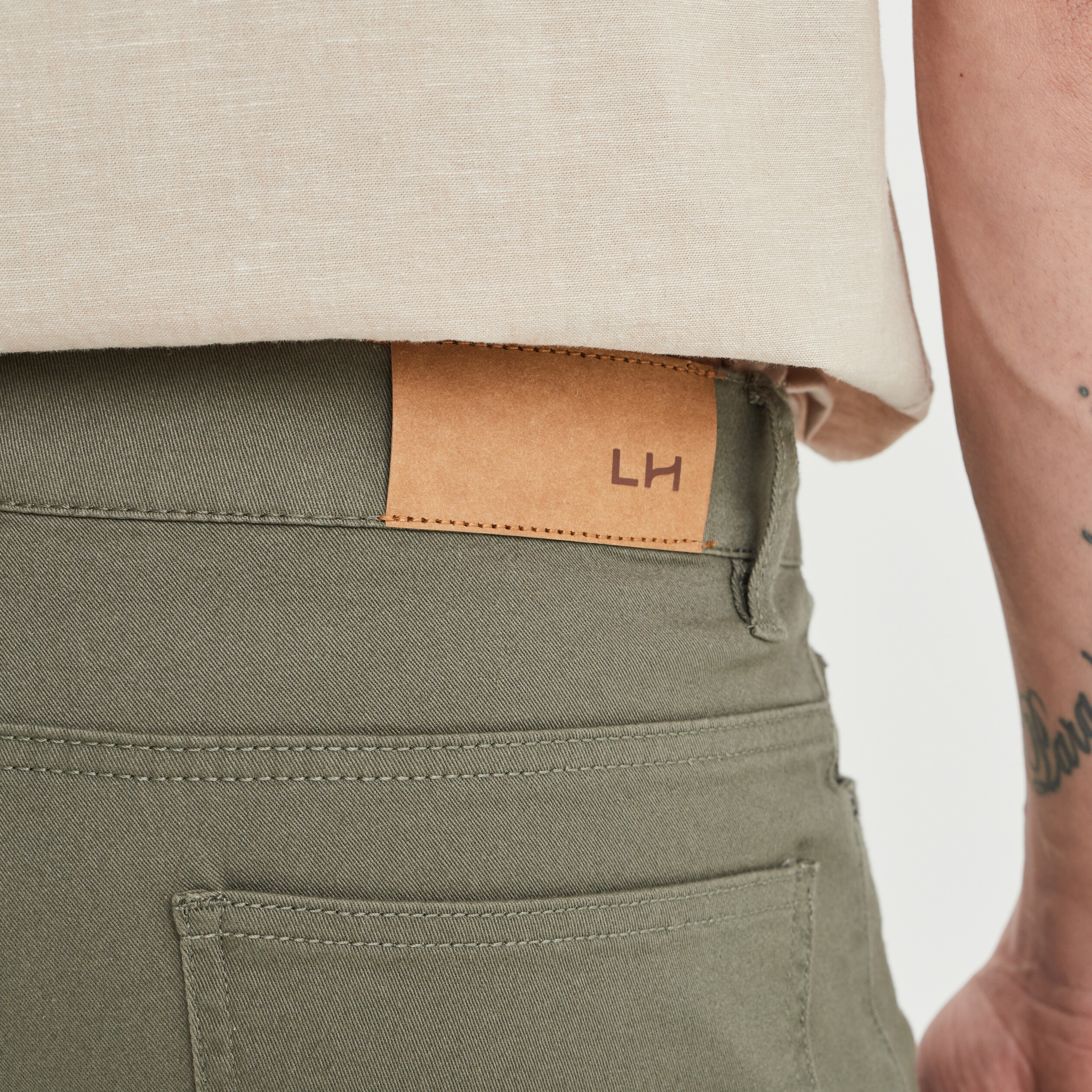 Bermuda droit stretch 5 poches coton vert kaki homme | La Halle