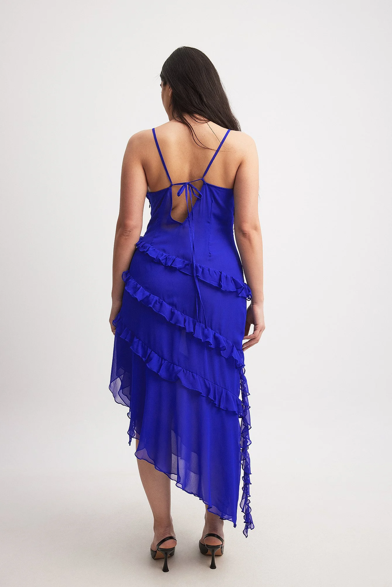 Chiffon-Midikleid mit Rüschen