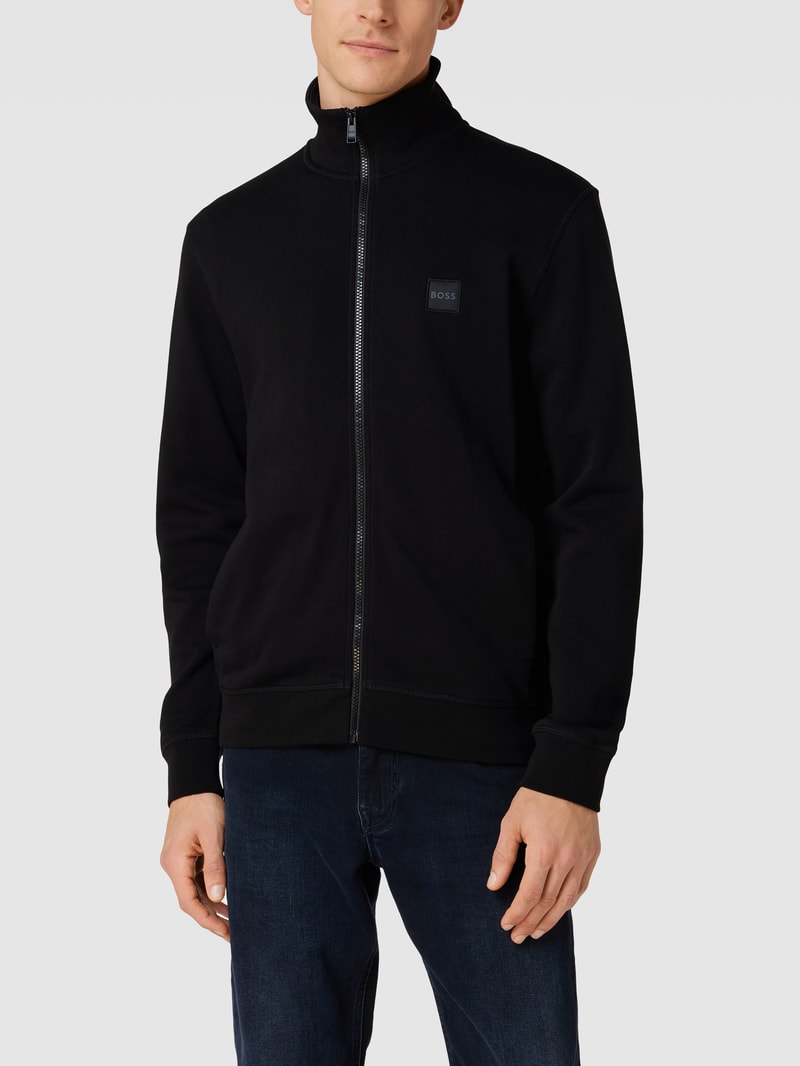 Sweatjacke mit Label-Detail Modell 'Zestart' in schwarz