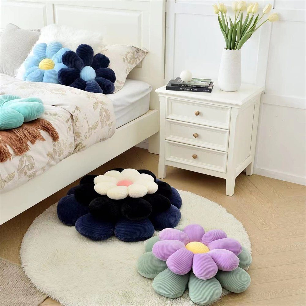 HAMÖWO Stuhlkissen Blumenboden Kissen Blumenförmiges Plüsch-Dekor Sitzkissen Sofa Dekor