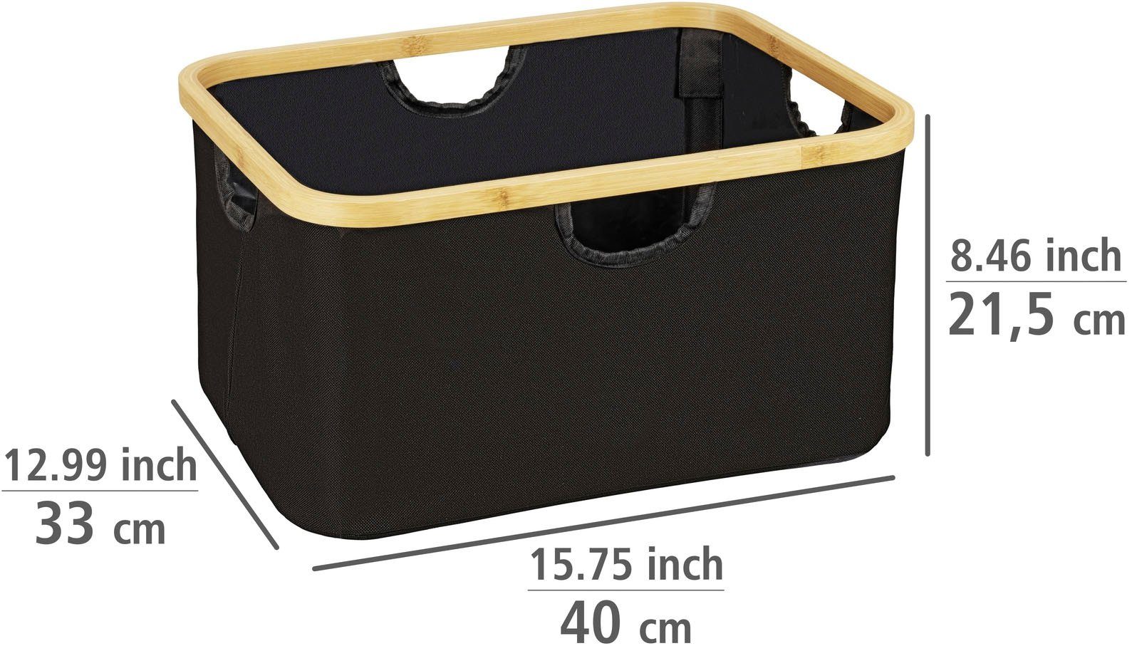 WENKO Wäschekorb Ecori, faltbar (Set, 2 St), Textilien 100% recyceltem Polyester,Rahmen FSC®-zertifiziertem Bambus
