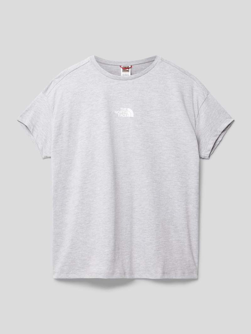 T-Shirt mit Logo-Print in mittelgrau meliert
