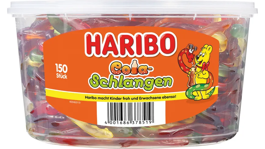 Haribo Fruchtgummi Cola-Schlangen Runddose 1050 g