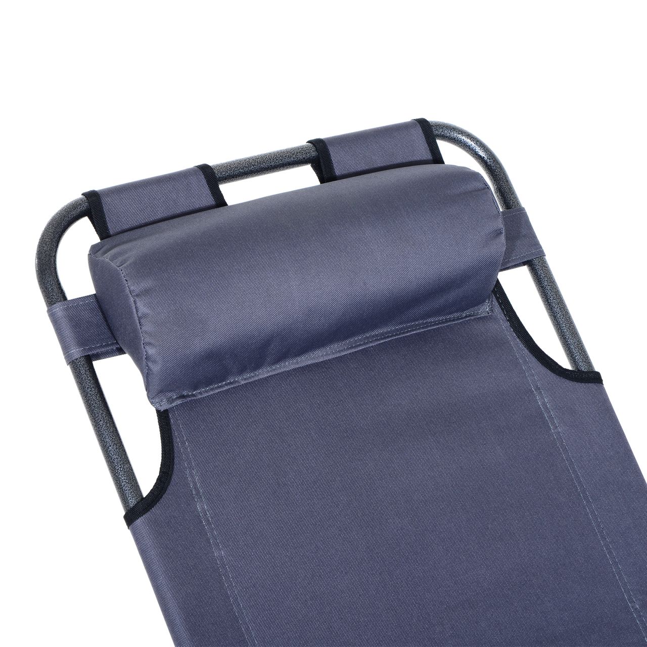 Outsunny Sonnenliege mit Kissen, Klappbare Strandliege, 2-Stufige Gartenliege , 2-in-1 Relaxliege, Metall   Oxfordstoff, Grau 135 x 60 x 89 cm
