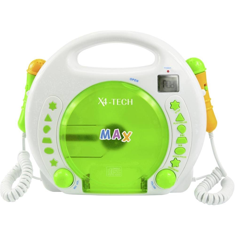 X4-TECH Kinder CD-Player CD-Player (Inkl. Karaoke-Funktion, Inkl. Mikrofon)