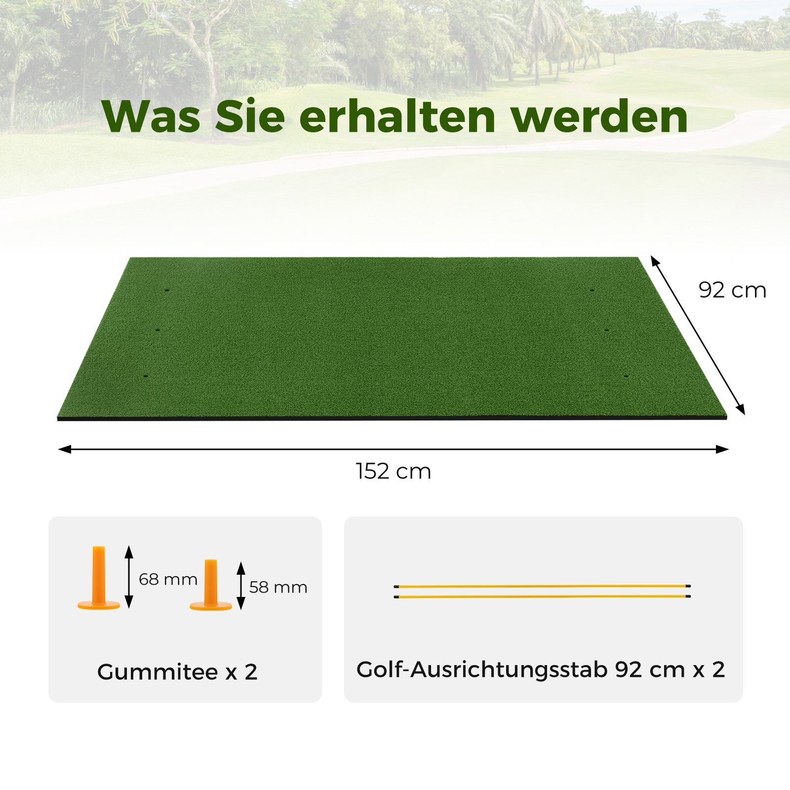 COSTWAY Golf-Abschlagmatte Übungsmatte, mit 2 Golf-Tees
