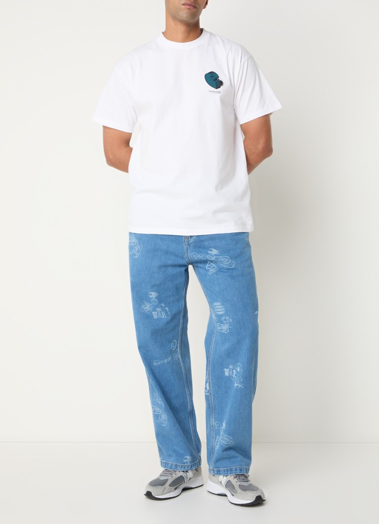 Jeans Carhartt WIP a gamba larga in cotone biologico stampato.