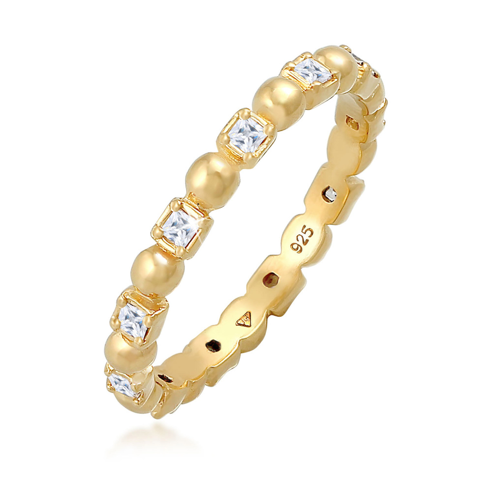 Elli Elli Bague Bague pour dames Boule carrée minimale avec zirconium en argent sterli Bague