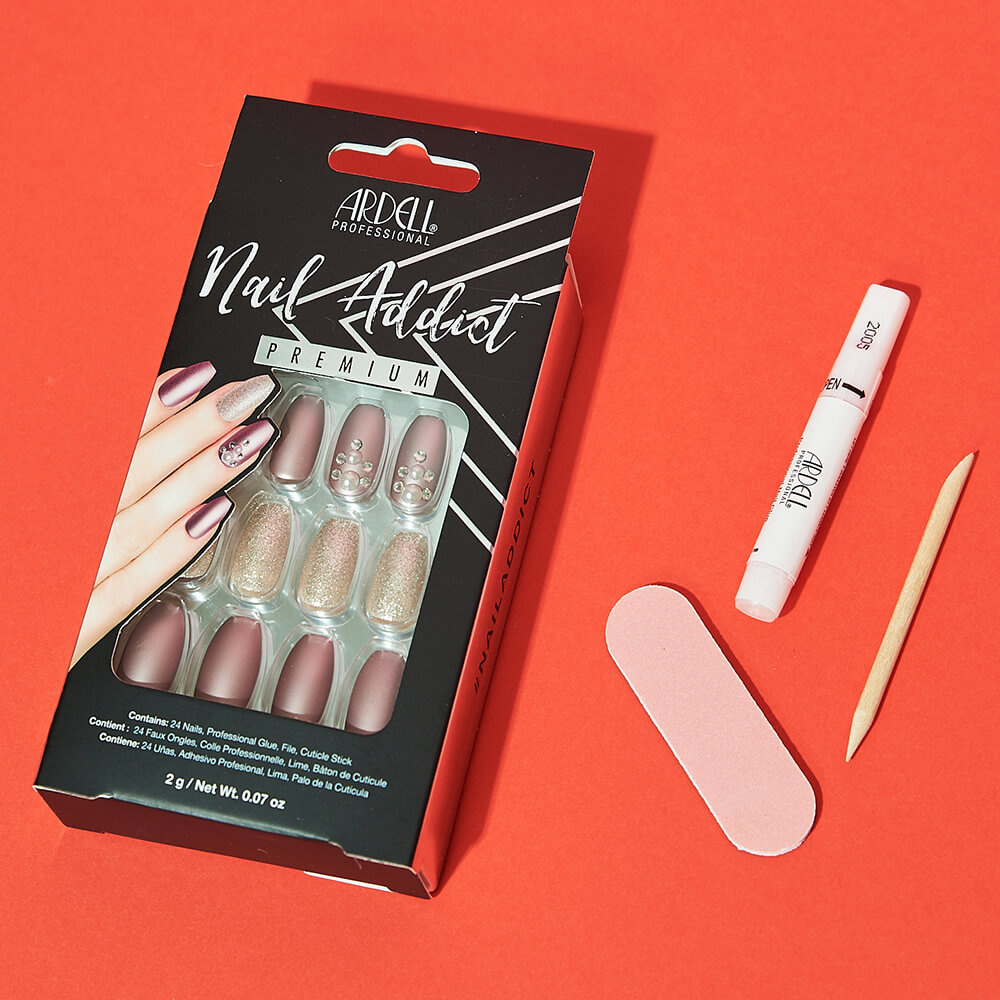 Ardell Nail Addict Metallic Lilac PearL Faux-ongles prêt à poser Ardell avec accessoires