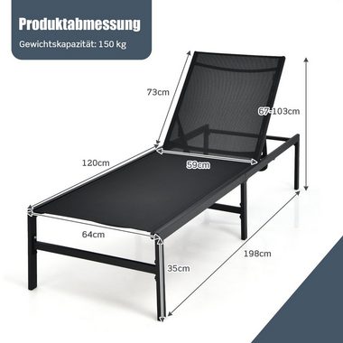 COSTWAY Gartenliege Sonnenliege, mit 6 verstellbarer Positionen Rückenlehne