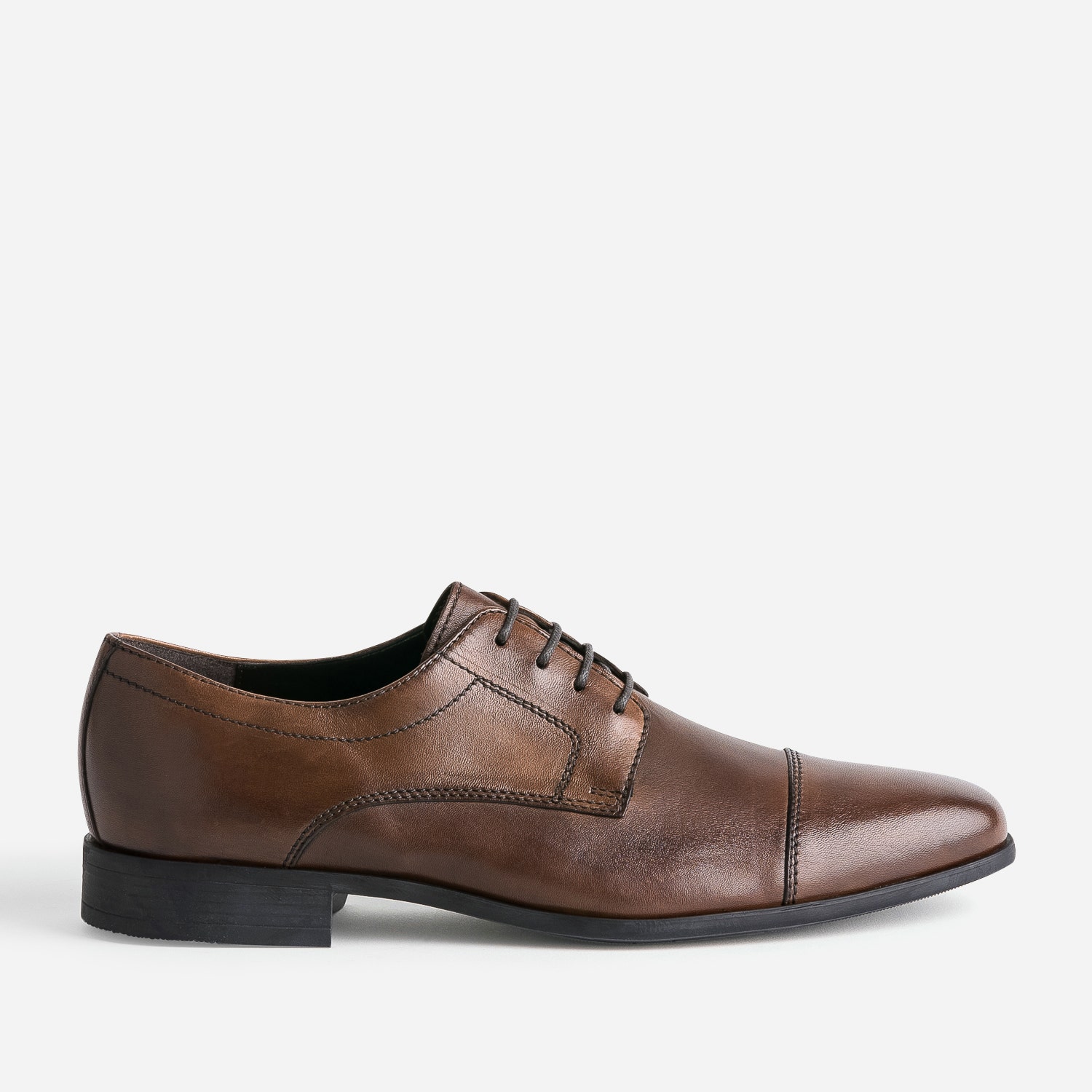 Derby marron cuir bout Molière