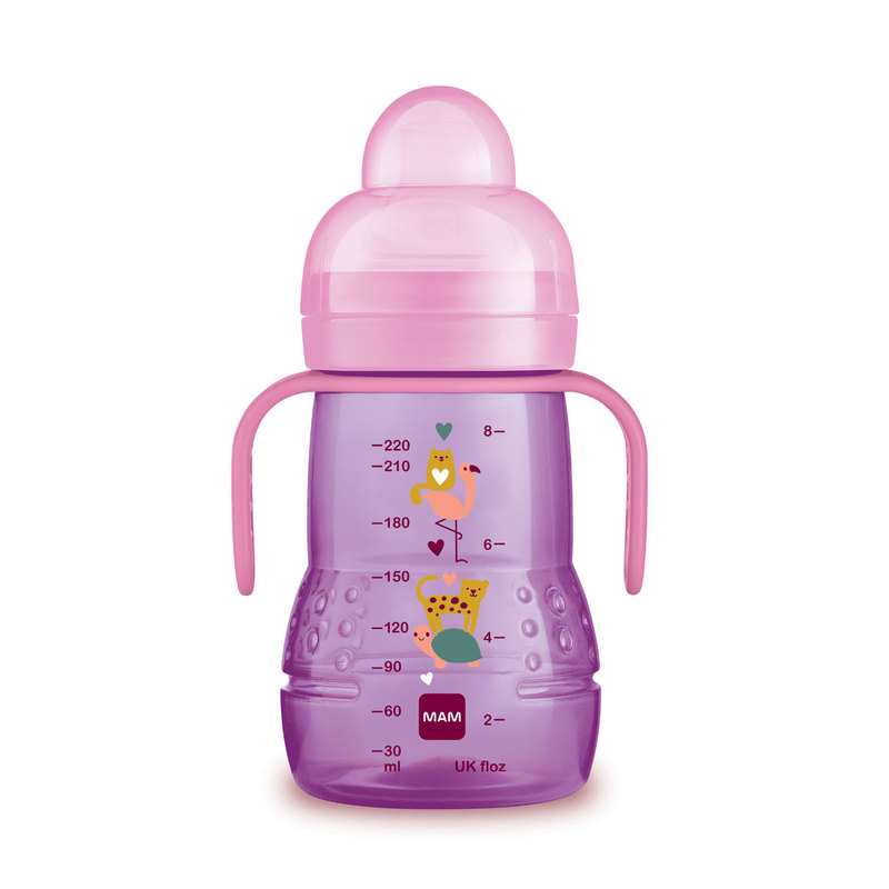 Biberon avec anses 220 ml rose MAM