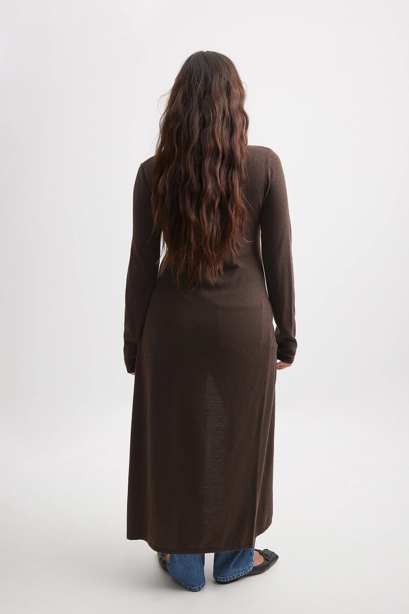 Fein gestrickter Maxi-Cardigan