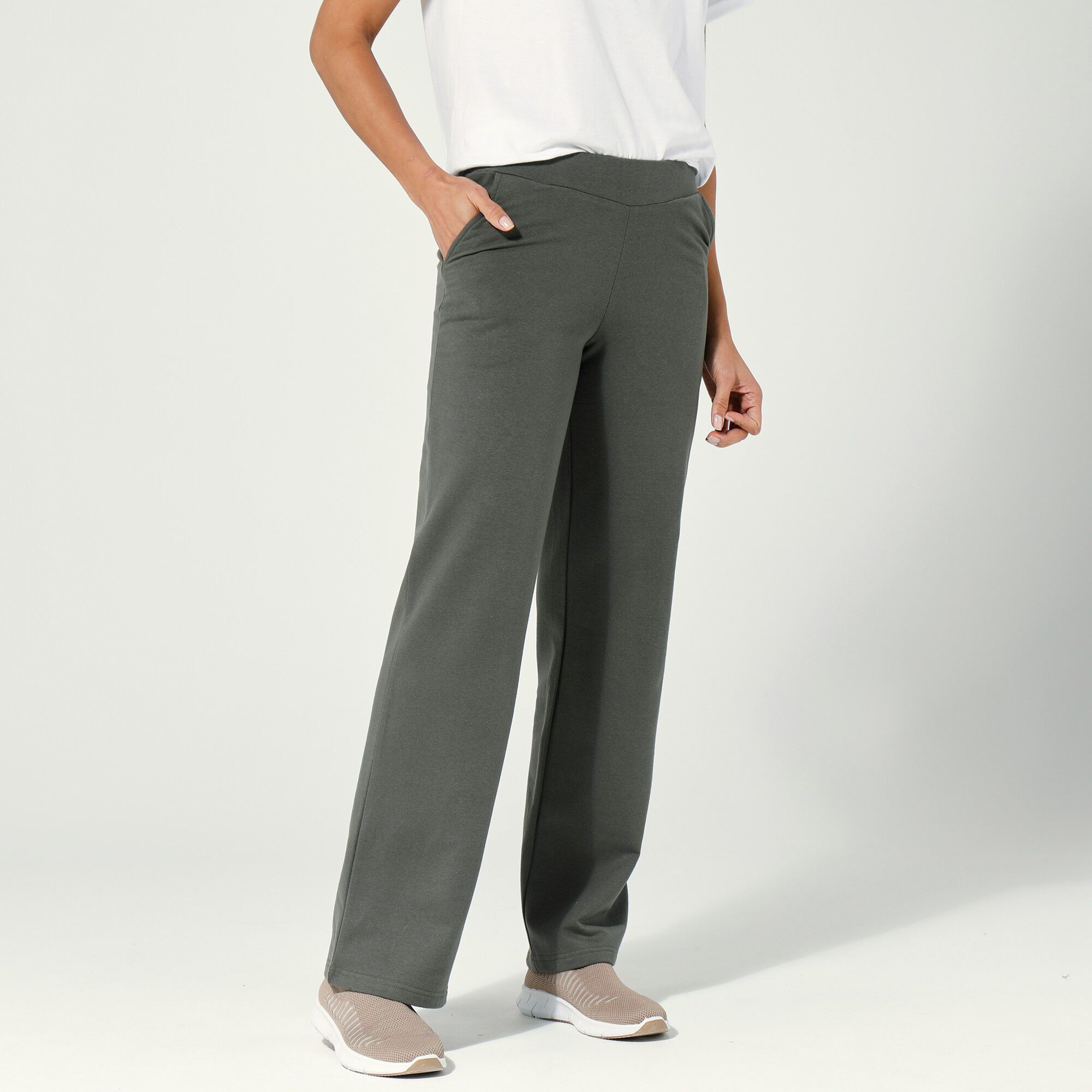 Pantalon coupe large molleton taille élastiquée