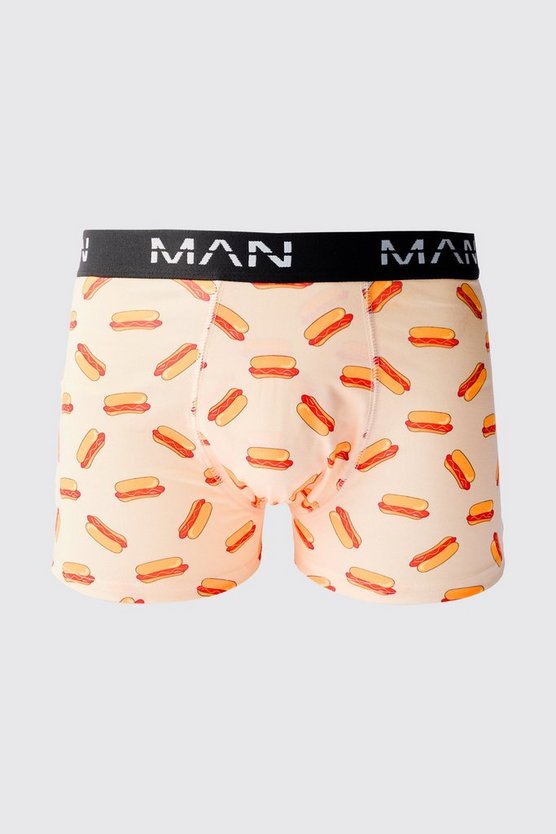 Man Boxershorts mit Hot Dog-Print