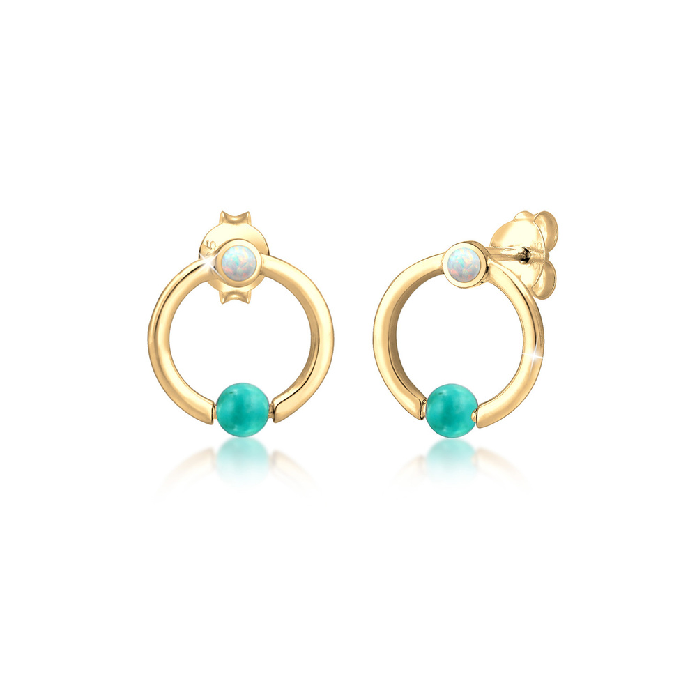 Elli Elli Boucles d'Oreilles Kreis Howlith Stein Synthetischer Opal 925 Silber Boucles d'oreilles