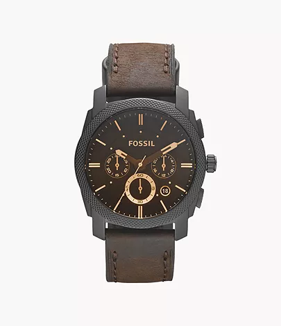 Fossil Herrenuhr Machine Leder Braun