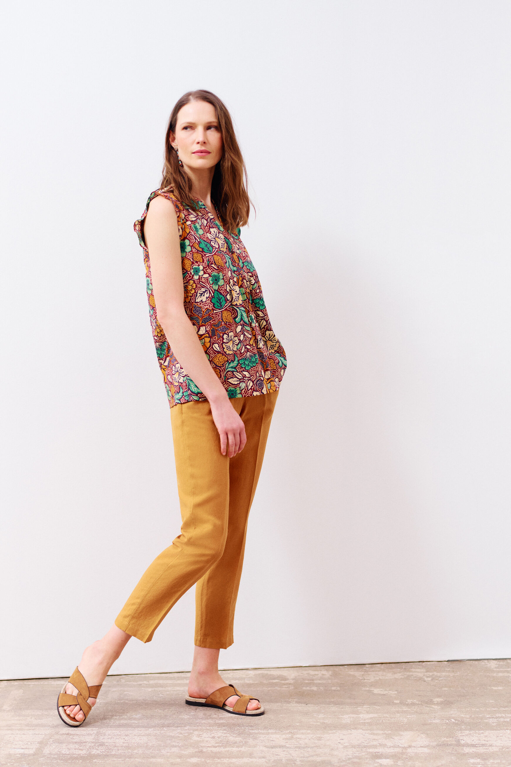 pantalon luc marron cognac femme