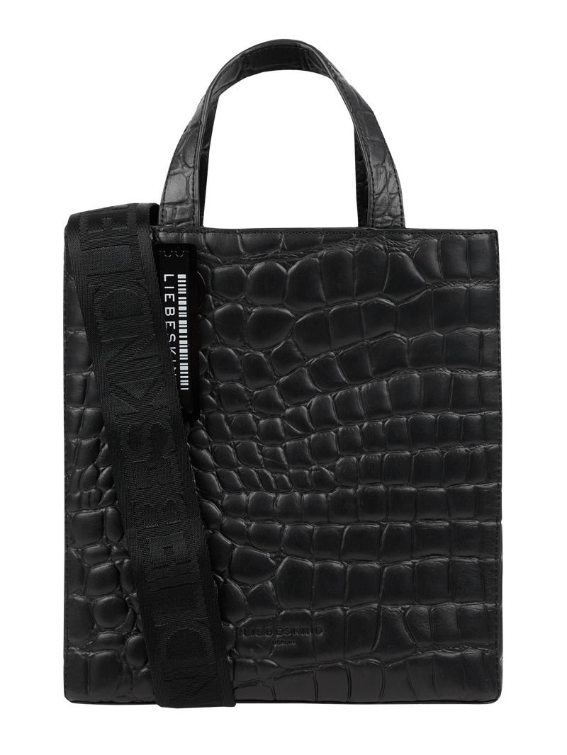 Tote Bag mit Label-Applikation Modell 'Paper' in schwarz