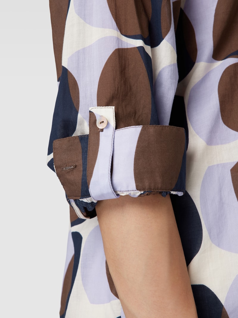 Bluse mit Allover-Muster Modell 'Fumine witty' in mittelbraun