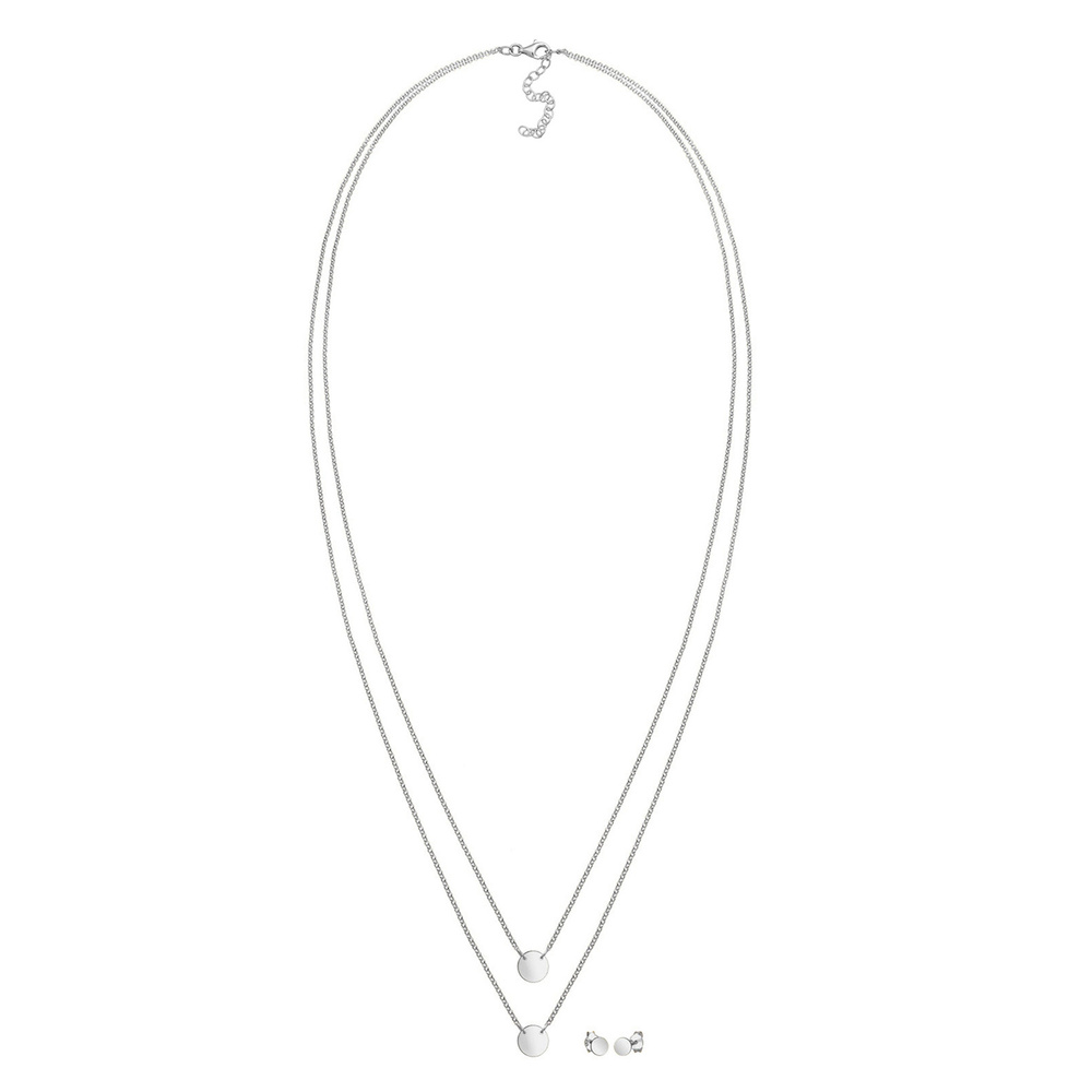 Elli Elli Ensemble de Bijoux Layer Kette Kreis Stecker Geo 925 Sterling Silber Bijoux