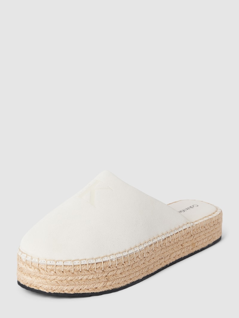 Mules aus Leder mit Plateausohle Modell 'ROPE' in weiss