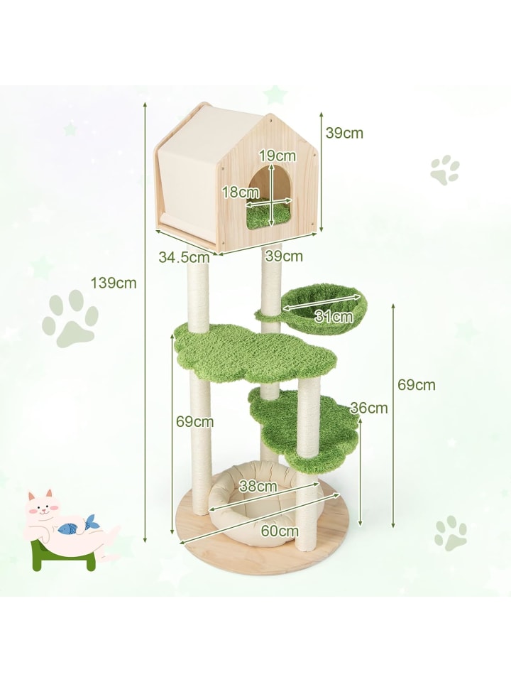 COSTWAY Kratzbaum 139cm in Grün günstig kaufen onesize