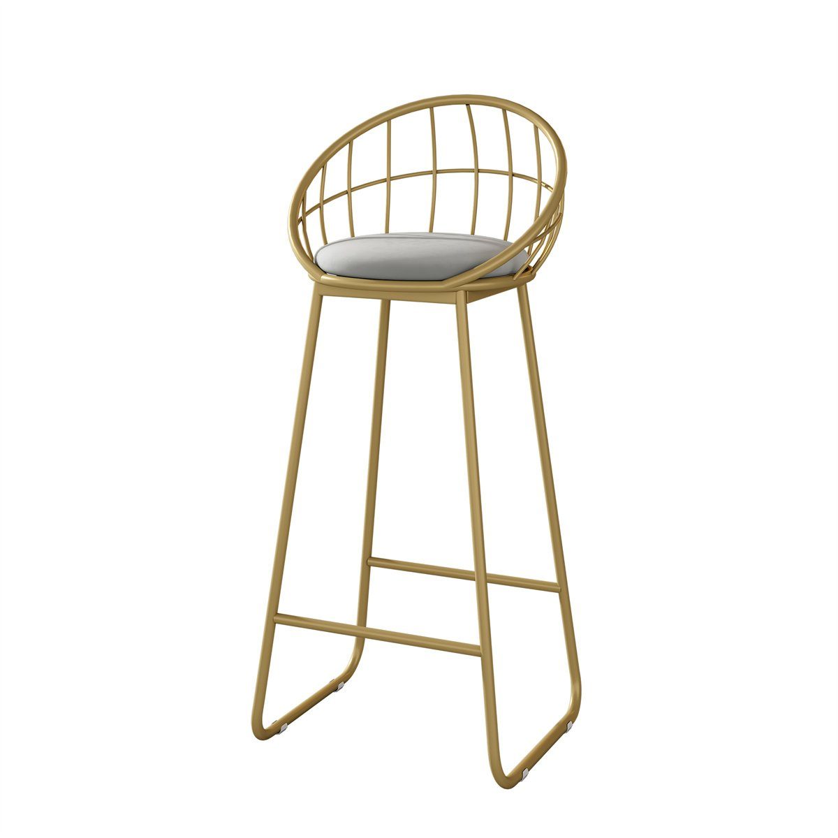 XDeer Bartisch Bartisch-Set,Barhocker mit Rückenlehne,Moderner Barstuhl-Set, Grau Samtpolsterung und Gestell aus goldfarbenem Eisen