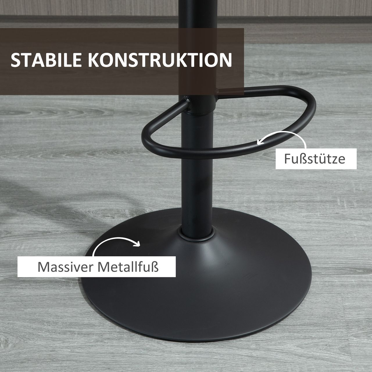 HOMCOM 2er-Set Barhocker, Höhenverstellbarer Barstuhl Tresenstuhl mit Fußstützen