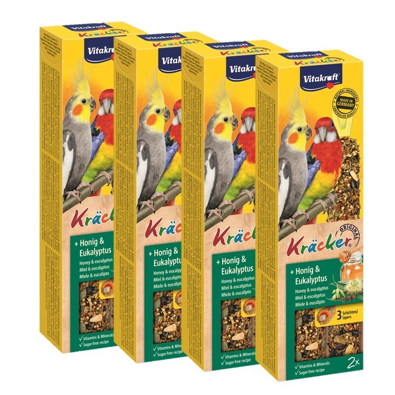 Vitakraft Snacks Vitakraft Großsittich Kräcker 4x2er Honig & Eukalyptus