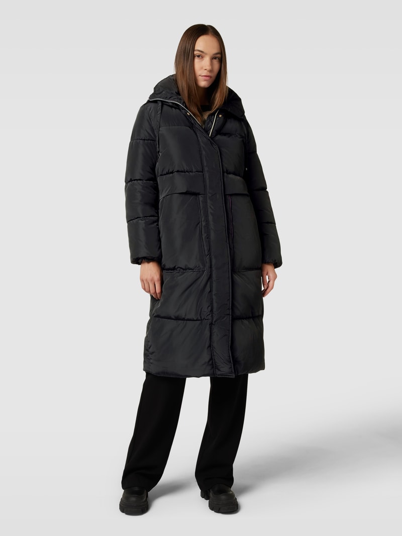 Steppjacke mit verdecktem Reißverschluss in schwarz