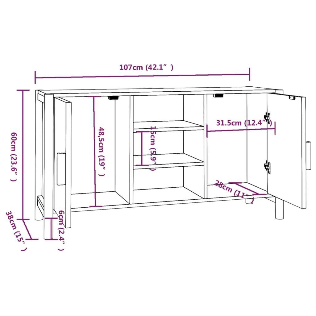 vidaXL Sideboard Sideboard Weiß 107x38x60 cm Holzwerkstoff (1 St)