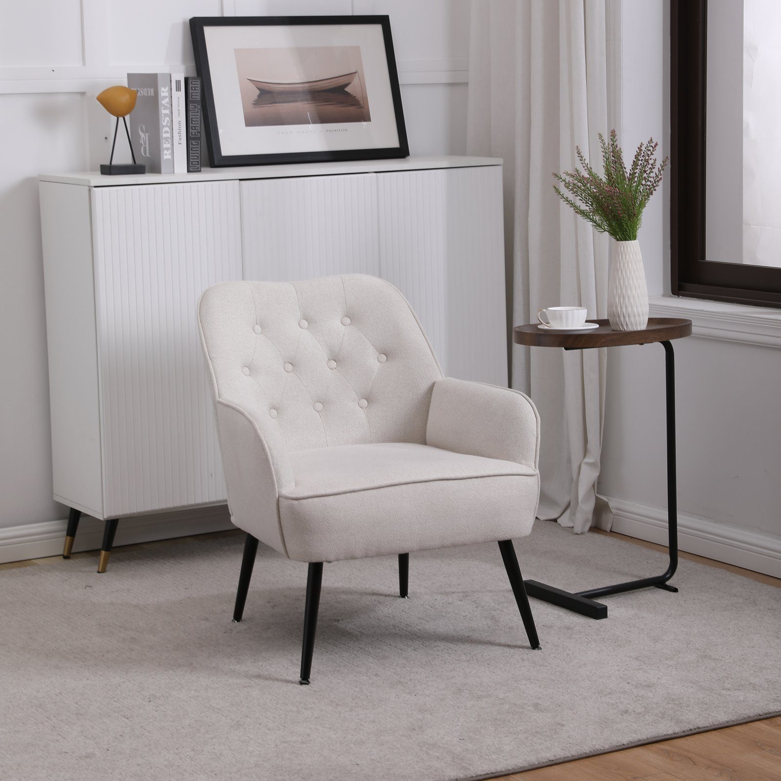 SEEZSSA Polsterstuhl Modern Wohnzimmer Sessel Lounge Sessel Polsterstuhl Relaxsessel, für Wohnzimmer und Schlafzimmer Sofa Stuhl mit Armlehnen Kaffeestuhl