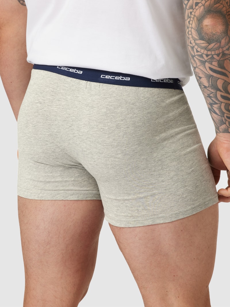 PLUS SIZE Trunks mit elastischem Logo-Bund im 2er-Pack in mittelgrau meliert