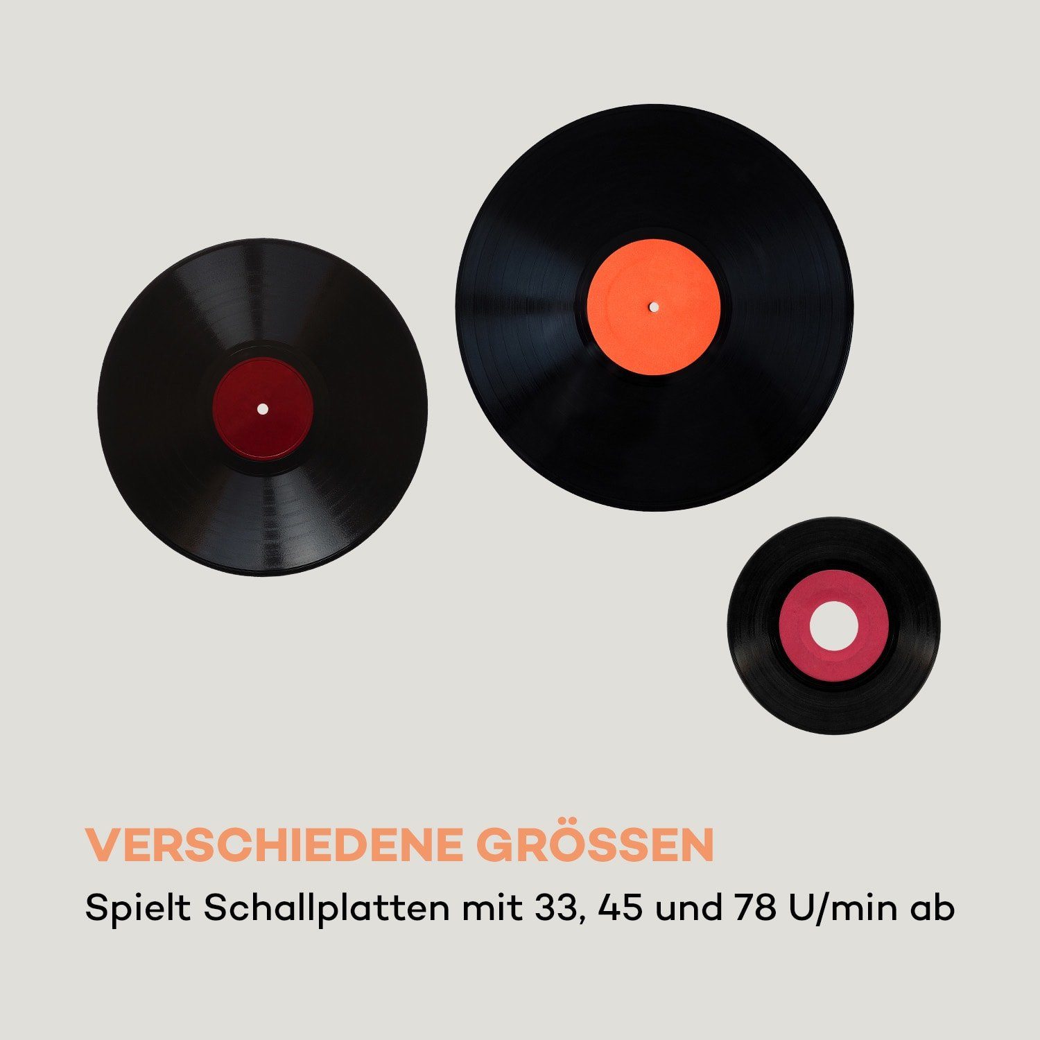 Auna Peggy Sue Plattenspieler (Riemenantrieb, Schallplattenspieler Retro mit Lautsprecher Vinyl Plattenspieler)