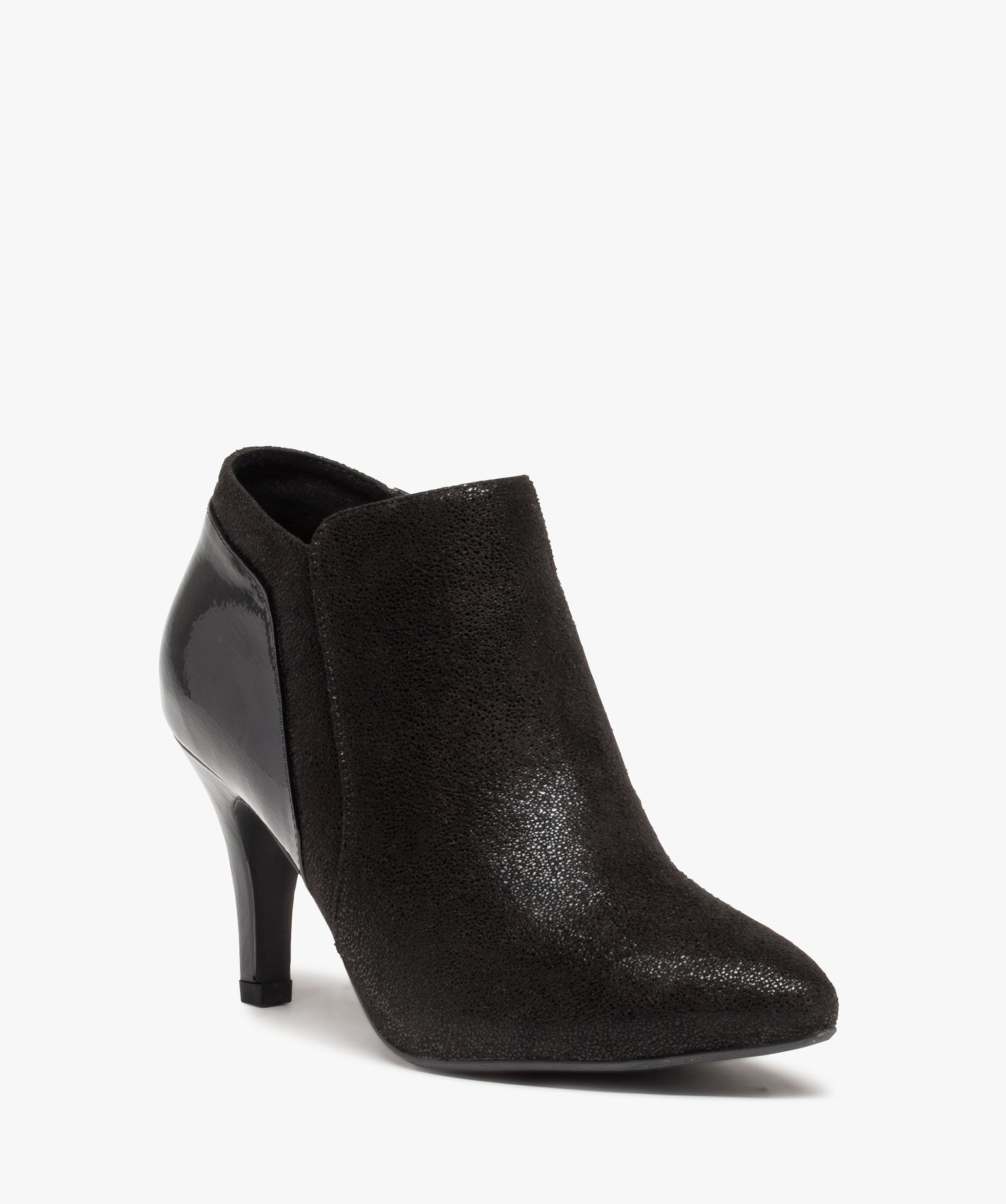 Low-boots femme unies à talon aiguille et bout pointu noir | GEMO