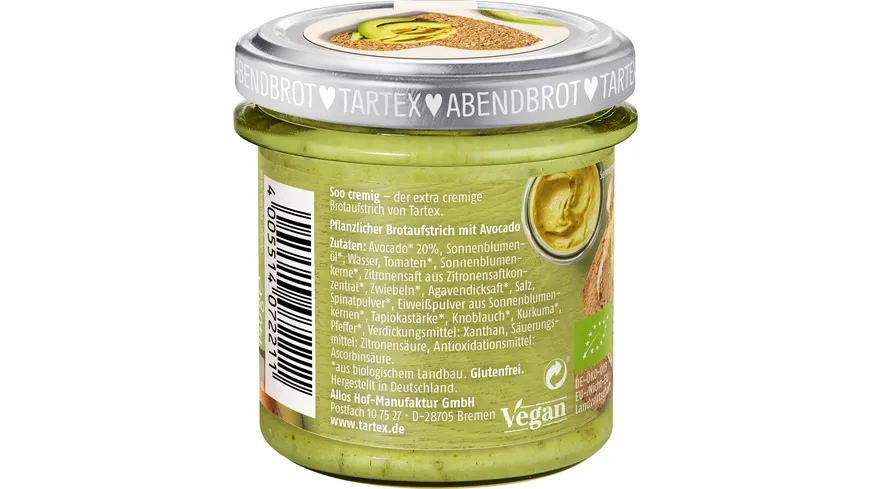 Tartex Soo Cremig Avocado 140 g