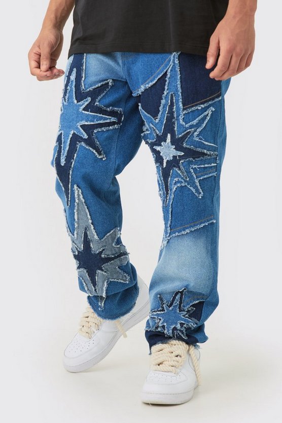 Lockere Jeans in Blau mit Sternen