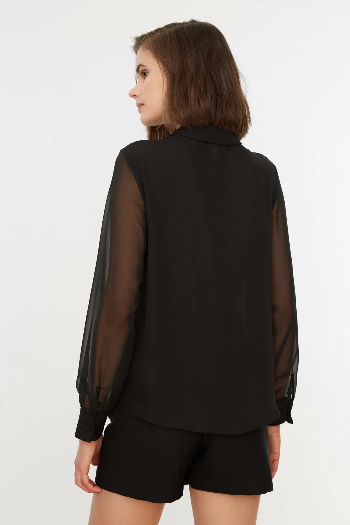 Trendyol Collection  Transparentes schwarzes Webhemd - Regular Fit, TWOAW20GO0116